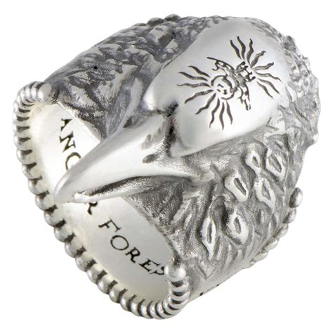 Gucci Anger Forest eagle head ring in silver